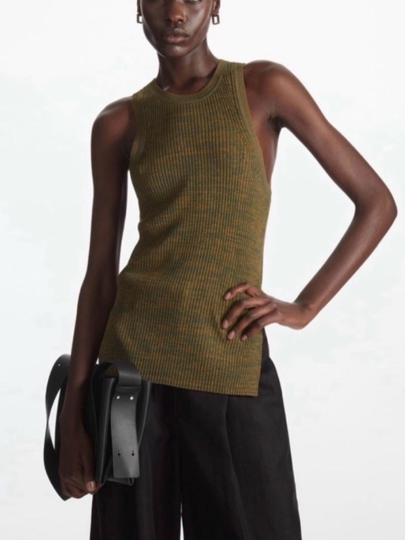 Cos Olive Ribbed Tank Top